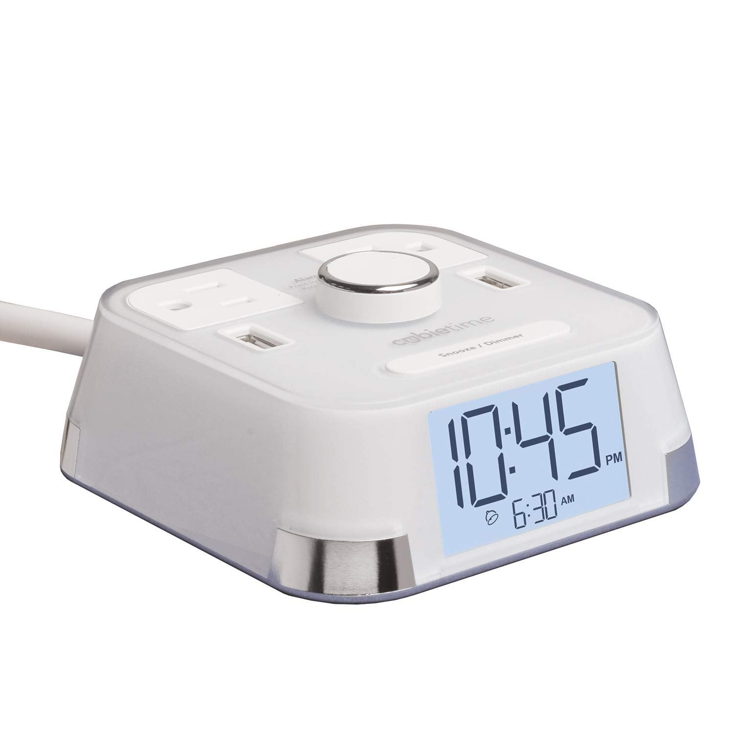 Brandstand CubieTime Zen | Alarm Clock Charger with White Noise and Sunrise Alarm | 2 USB-C Ports | 2 Tamper Resistant Outlets | Night Light
