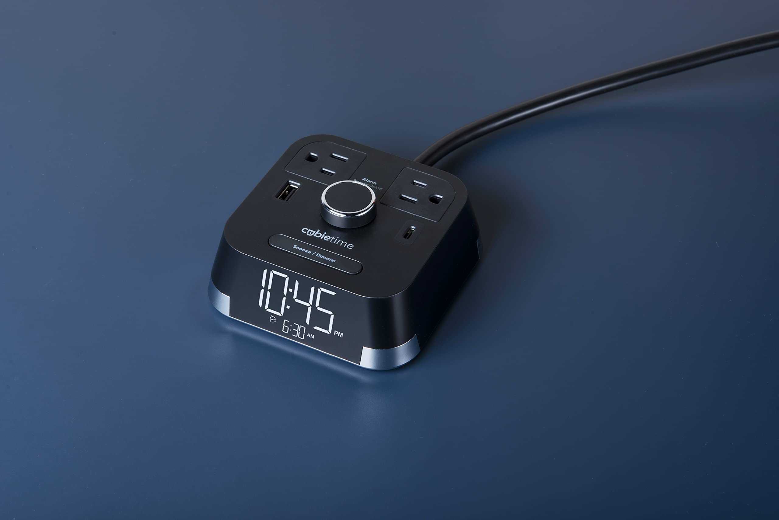Brandstand CubieTime Zen | Alarm Clock Charger with White Noise and Sunrise Alarm | 2 USB-C Ports | 2 Tamper Resistant Outlets | Night Light