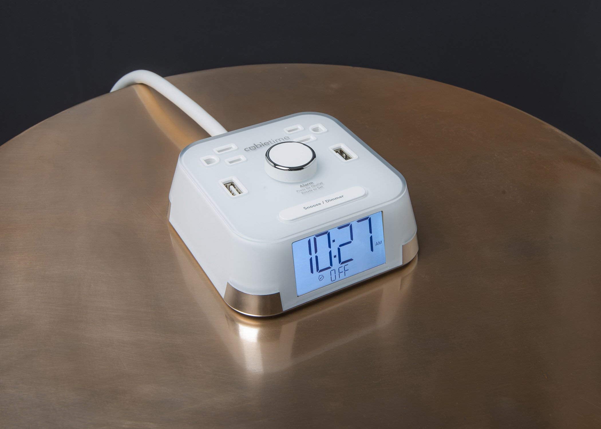 Brandstand CubieTime Zen | Alarm Clock Charger with White Noise and Sunrise Alarm | 2 USB-C Ports | 2 Tamper Resistant Outlets | Night Light